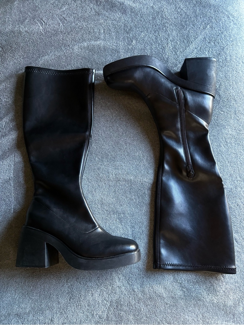 wild fable Black Knee-High Platform Block Heel Boots